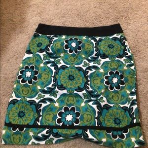 Ann Taylor Green and blue floral print skirt